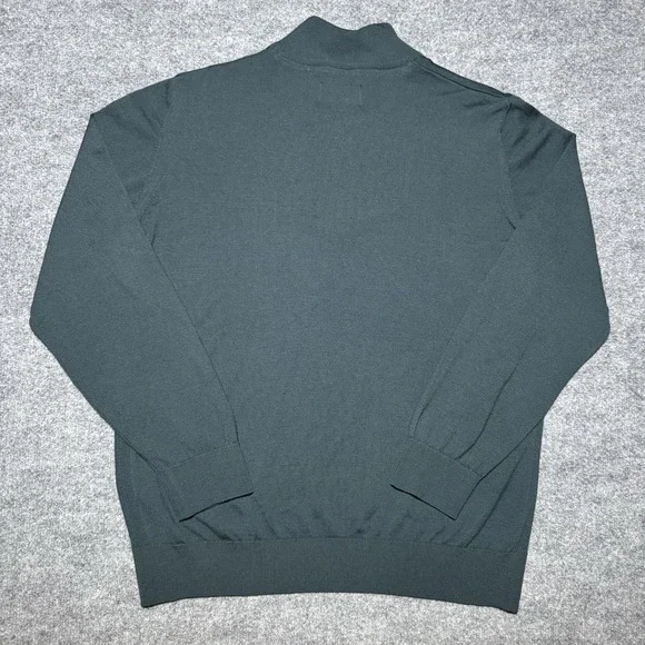 Barbour Quarter Zip Green Wool Sweater Size XL 1804 Crest Long Sleeve Crew Neck - Picture 10 of 12